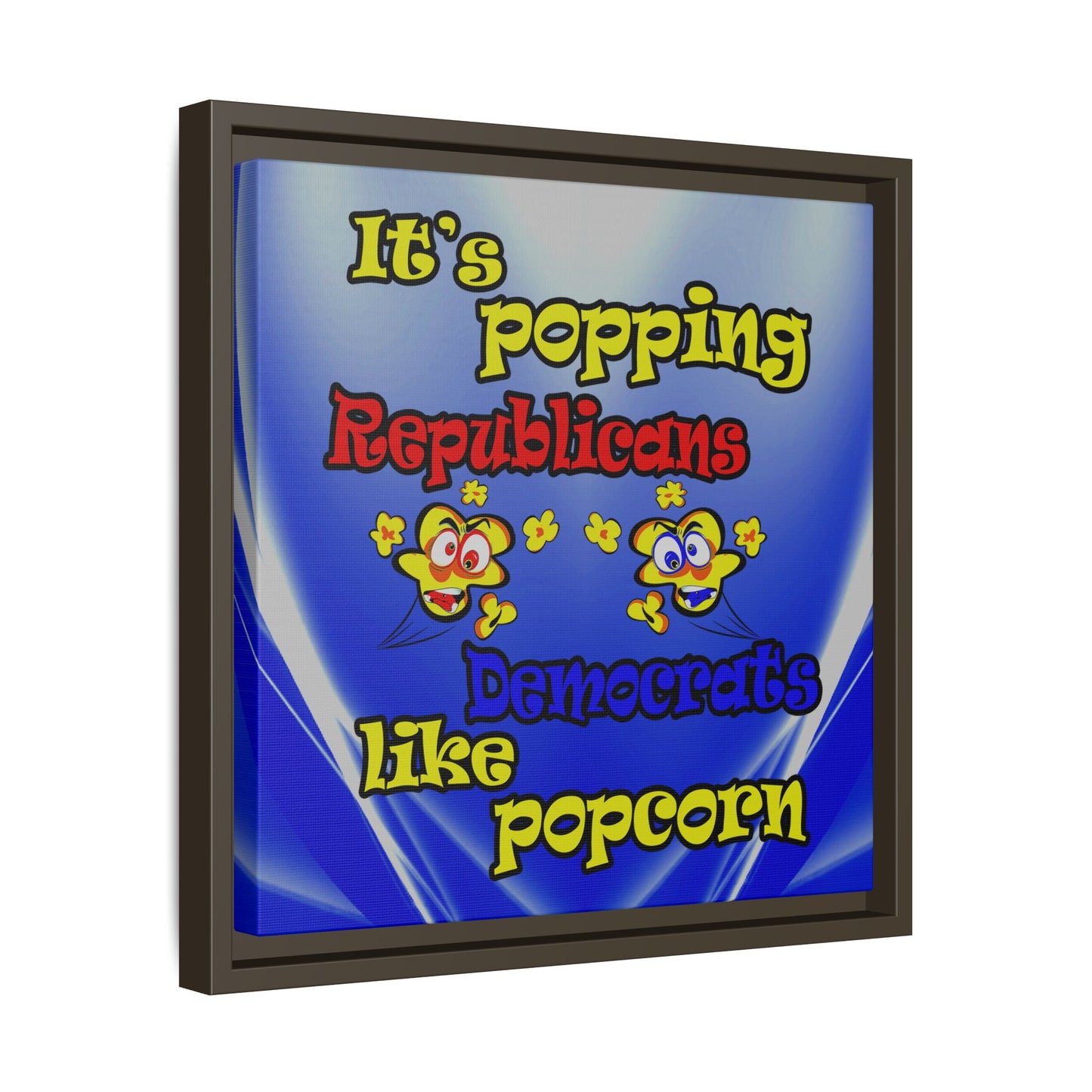 popping like popcorn - framed canvas art (blue-white wave)