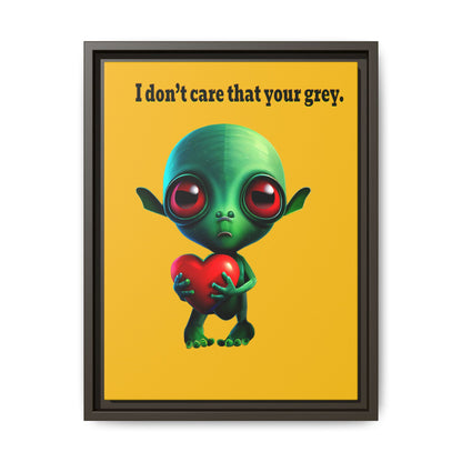 I don't care that your grey - framed canvas art (yellow)