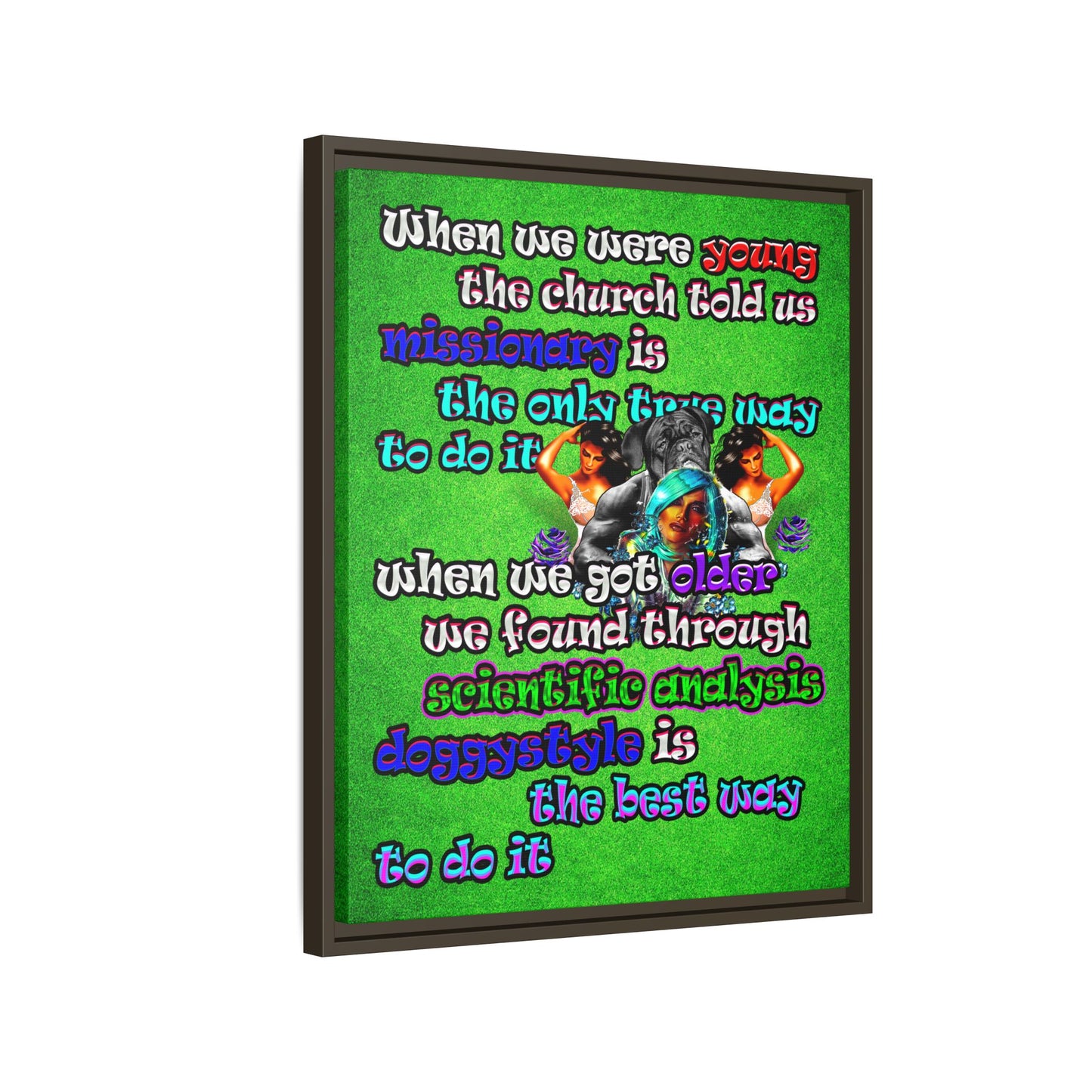 doggystyle - framed canvas art (green turf)