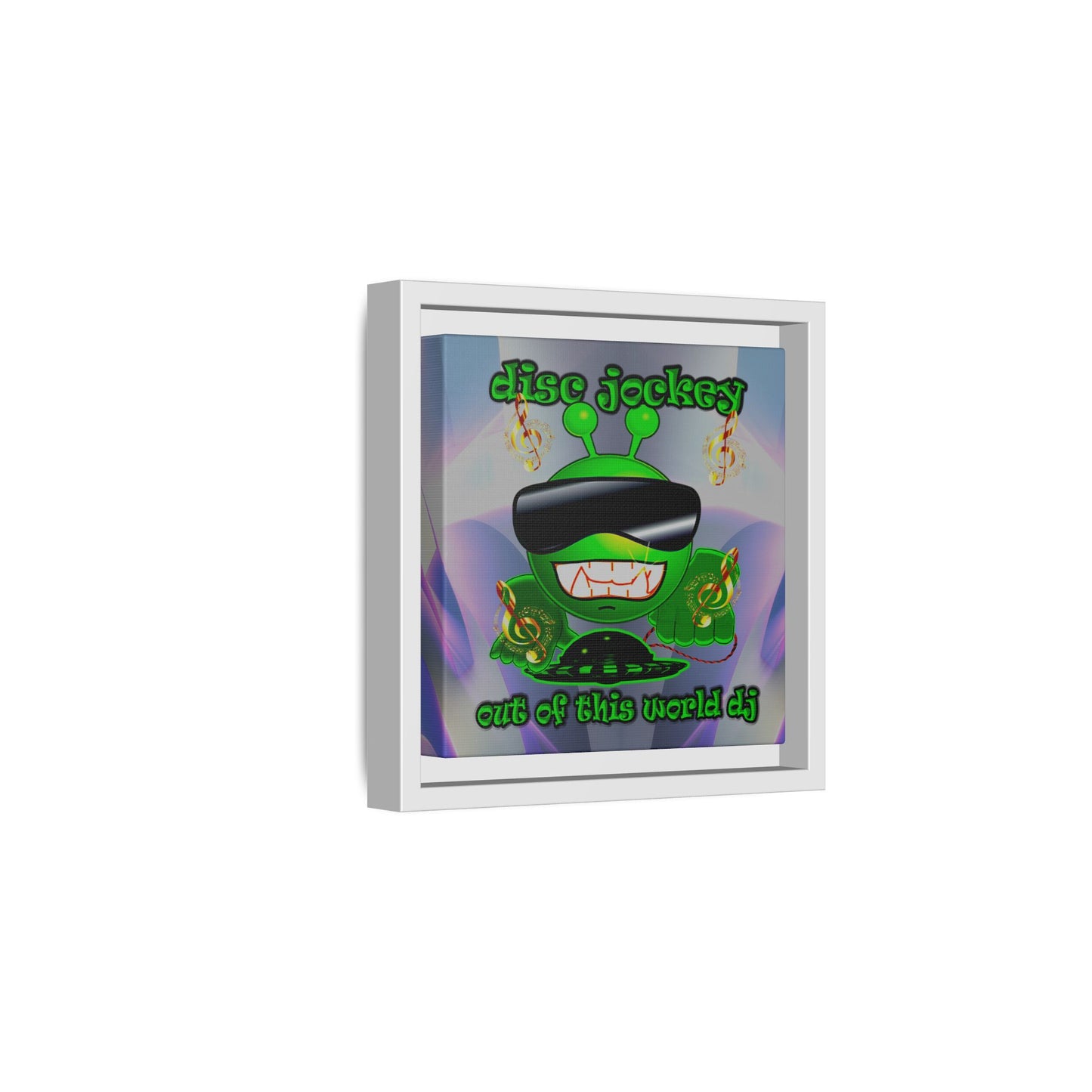disc jockey - framed canvas art (grey-pink wave)