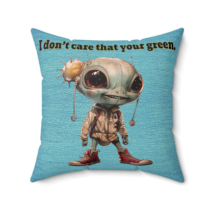 I don't care that your grey - Faux Suede Square Pillow - (faded blue)