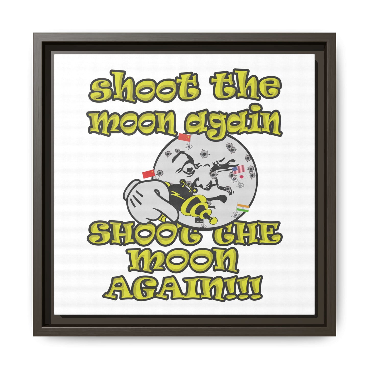 shoot the moon again - framed canvas art (white)