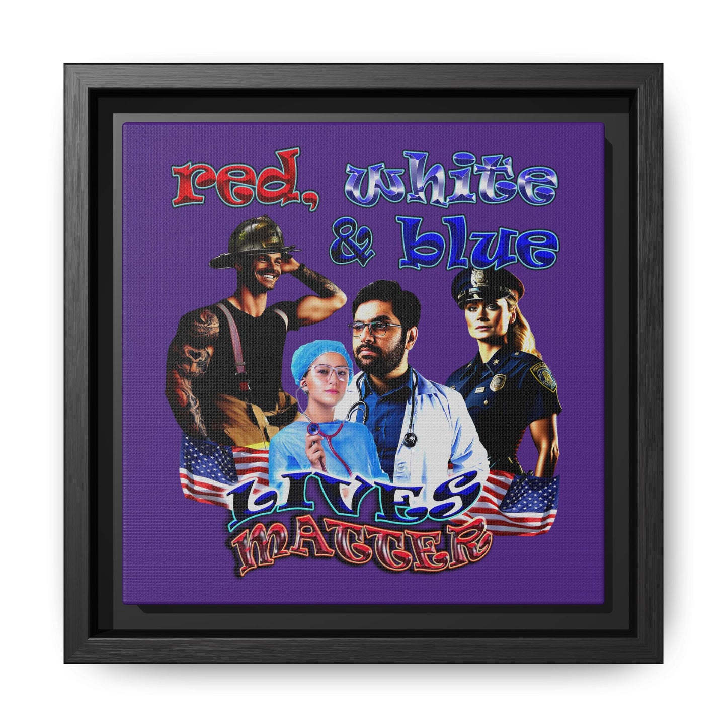 rw&b lives matter - framed canvas art (purple)