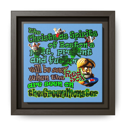 christmas spirits of boston - framed canvas art (light blue)
