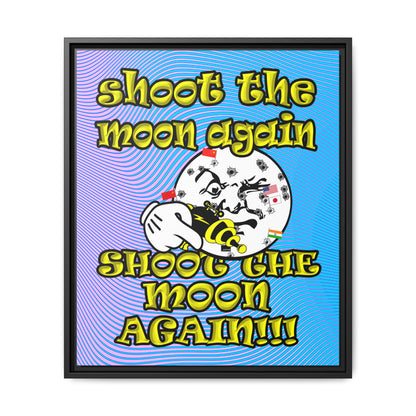 shoot the moon again - framed canvas art (light blue-purple wave)
