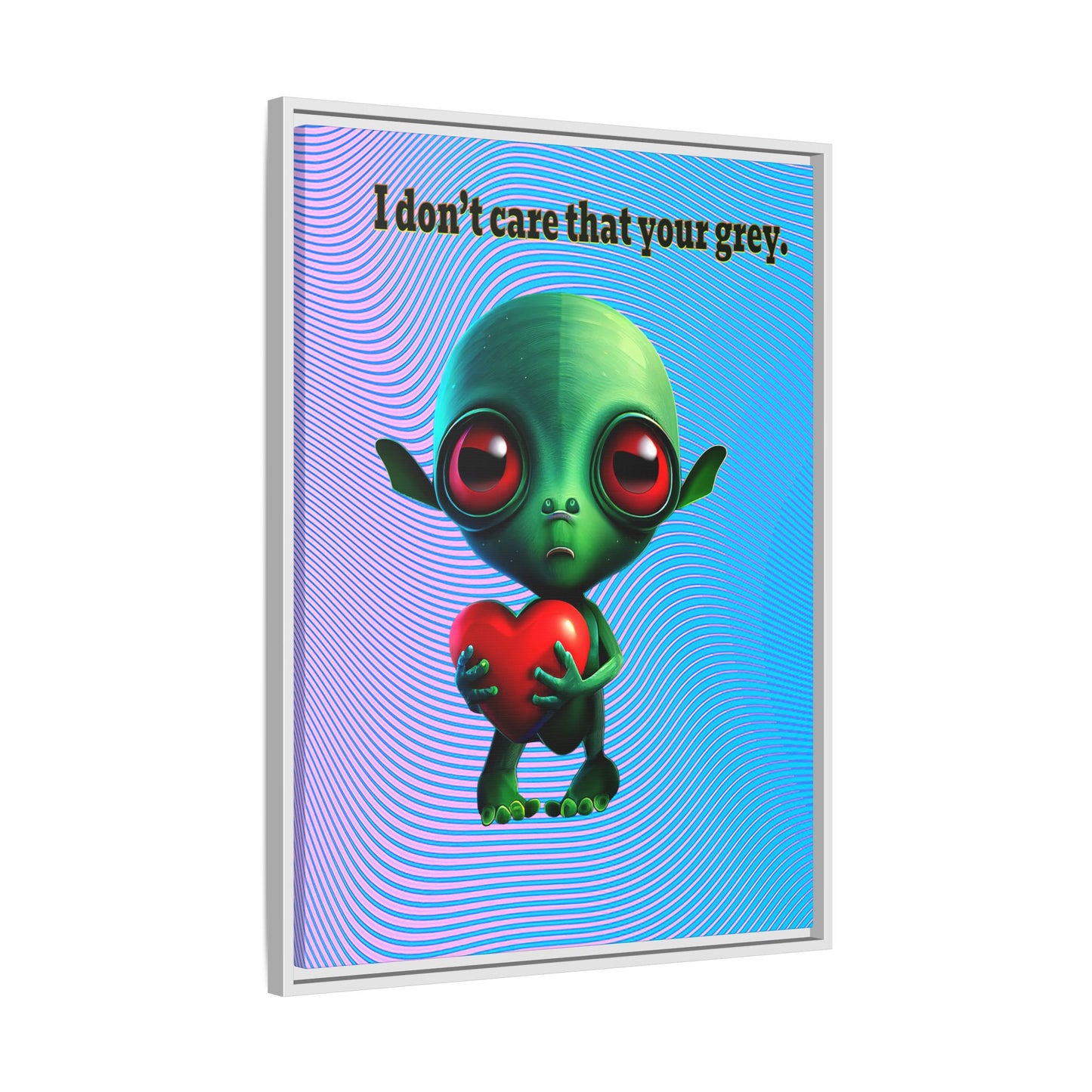 I don't care that your grey - framed canvas art (light blue-purple wave)