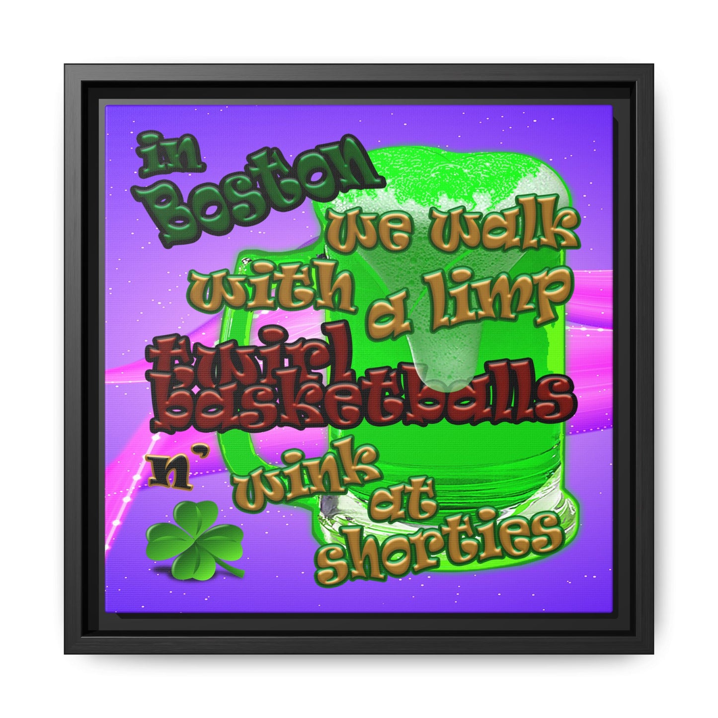celtics logo - framed canvas art (purple-pink wave)