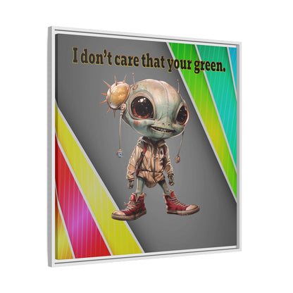 I don't care that your green - framed canvas art (rainbow split)