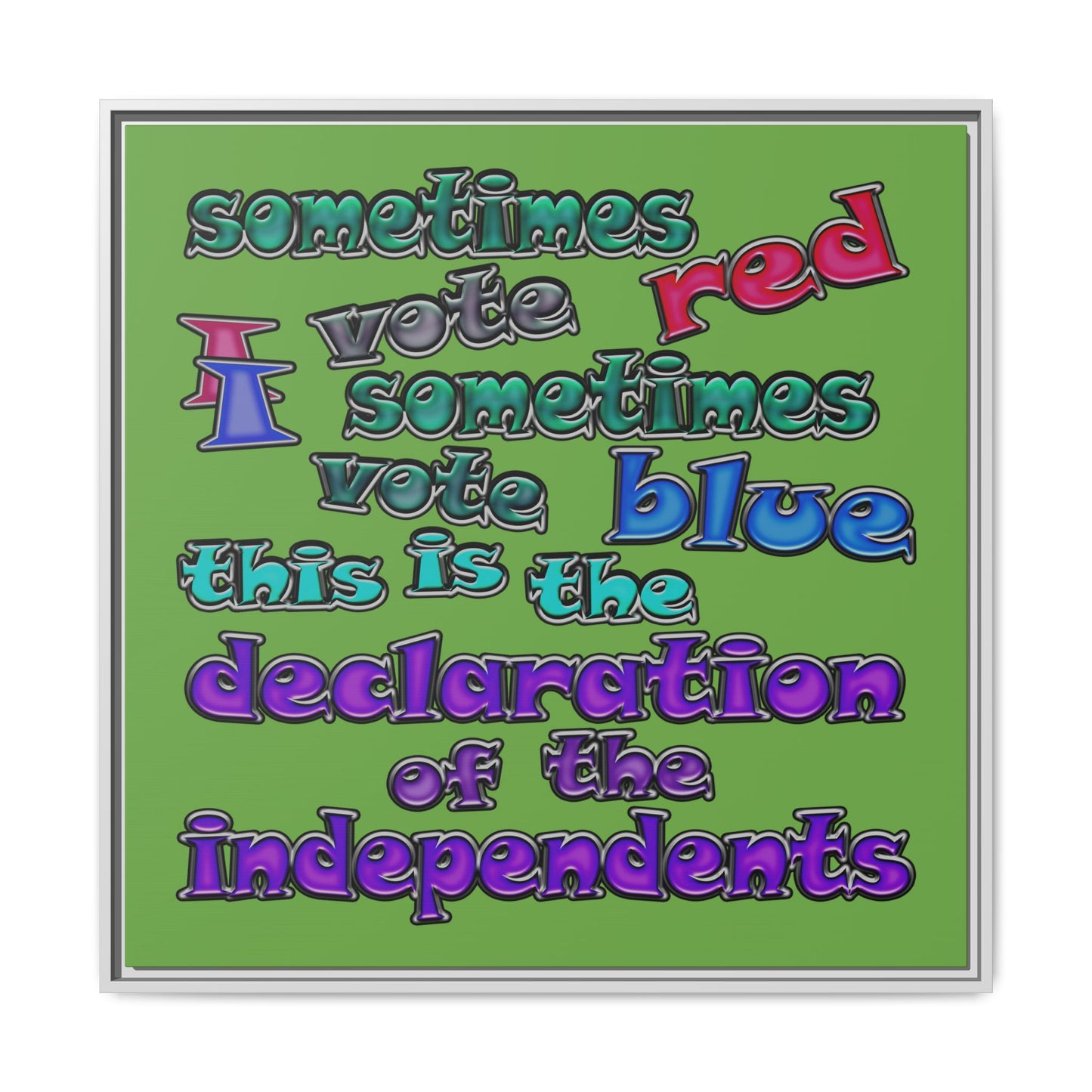 declaration of the independents - framed canvas art (green)