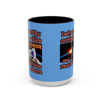 defy conquer reach - Accent Mug (light blue)