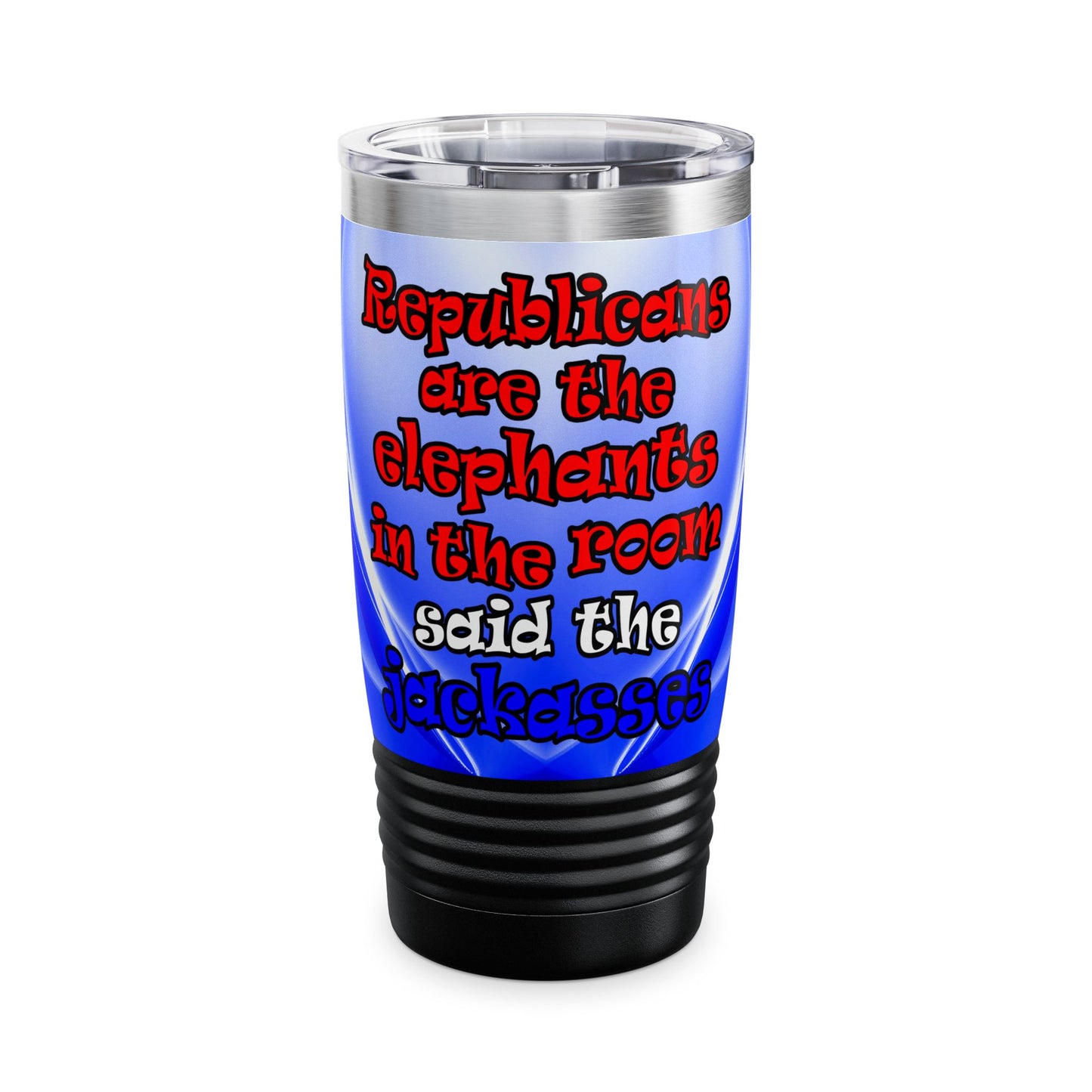 donkeys and elephants - Ringneck Tumbler, 20oz (blue-white wave)