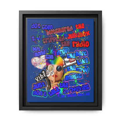 drop the beat - framed canvas art (dark blue)