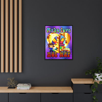 love peace - framed canvas art (purple wave)