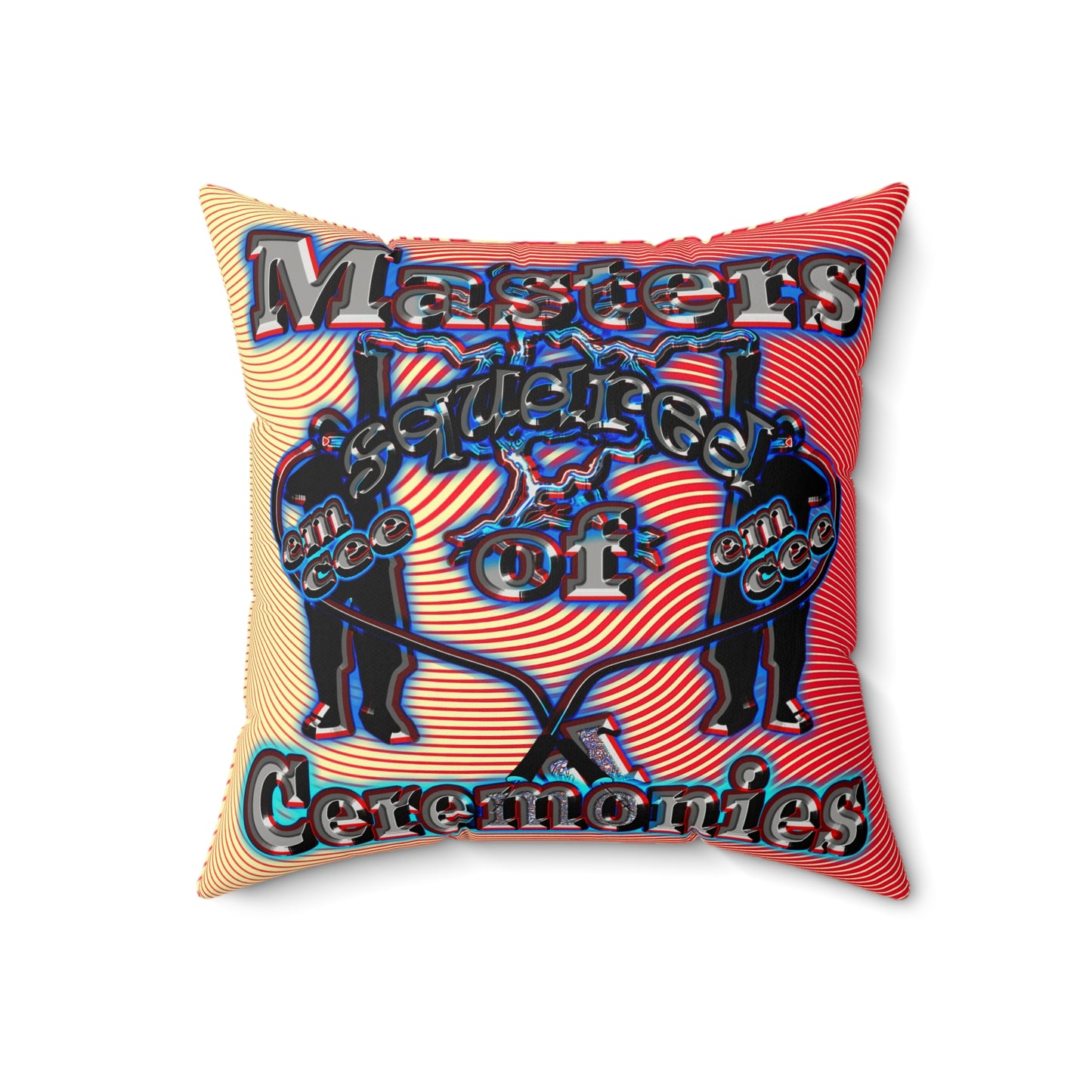 em cee squared - Faux Suede Square Pillow - (yellow-orange wave)