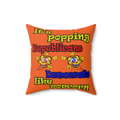 popping like popcorn - Spun Polyester Square Pillow - (orange)
