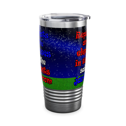 donkeys and elephants - Ringneck Tumbler, 20oz ('snoops' background)
