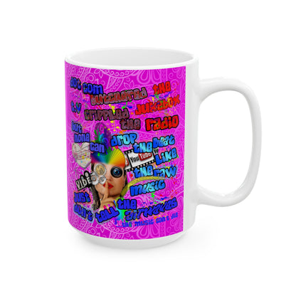 drop the beat - White Mug (pink swirl)
