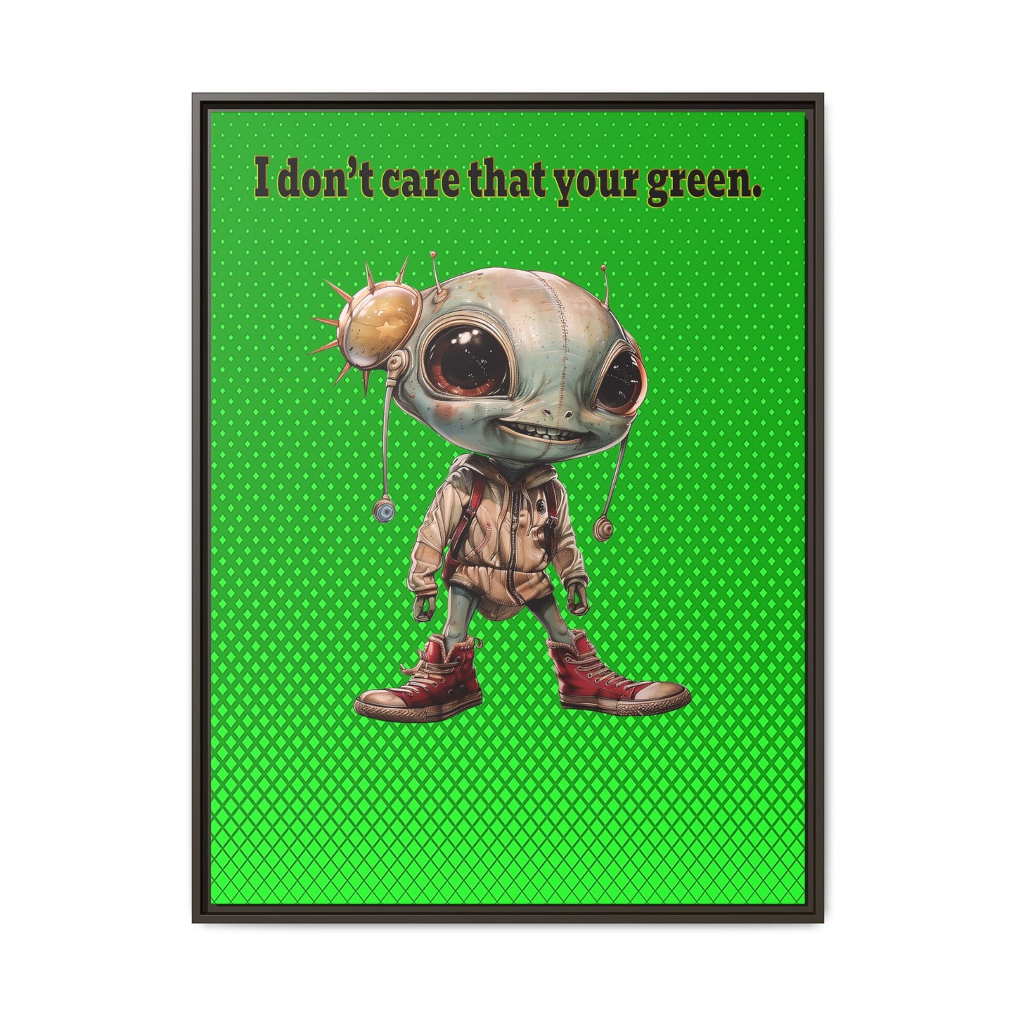 I don't care that your green - framed canvas art (logo green)