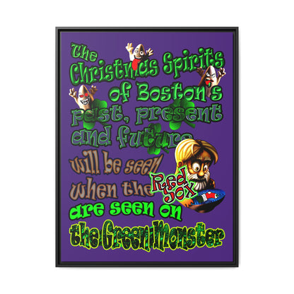 christmas spirits of boston - framed canvas art (purple)