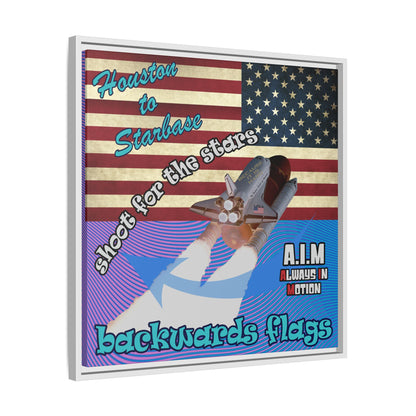 shoot for the stars - framed canvas art (light blue-purple wave)
