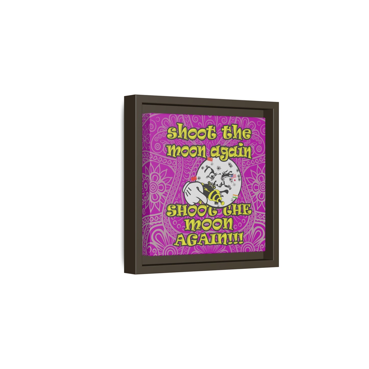 shoot the moon again - framed canvas art (pink swirl)