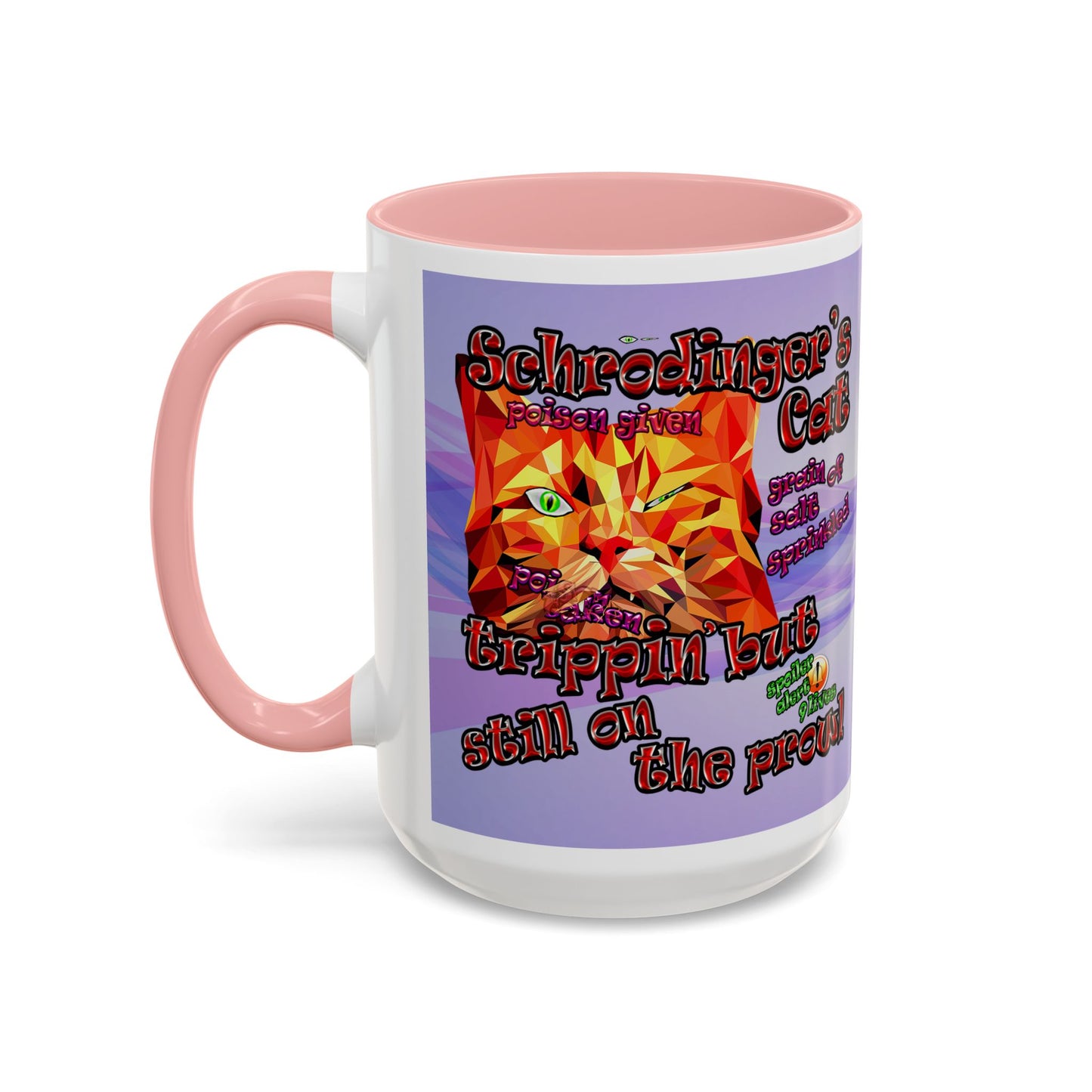 schrodinger's cat - Accent Mug (light blue-pink wave)