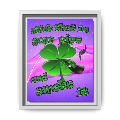 stick that in your pipe and smoke it - framed canvas art (purple-pink wave)