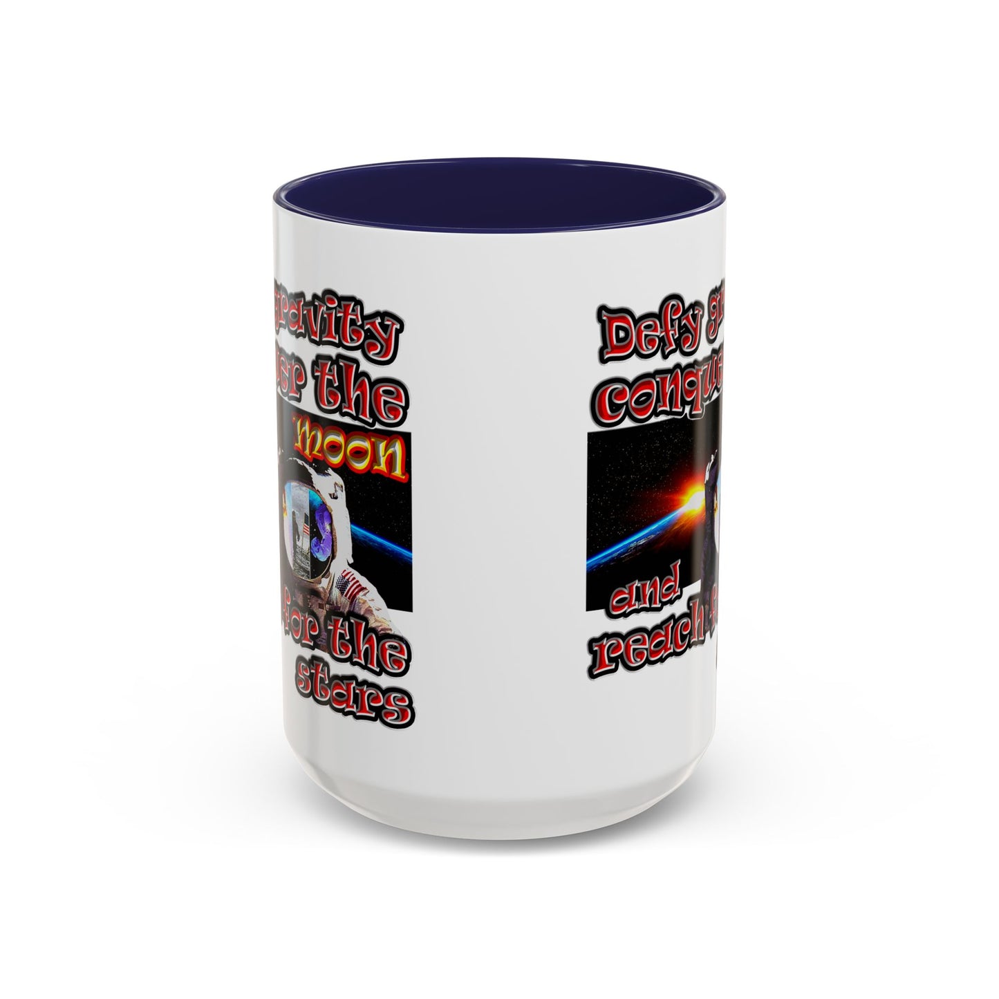 defy conquer reach - Accent Mug (white)
