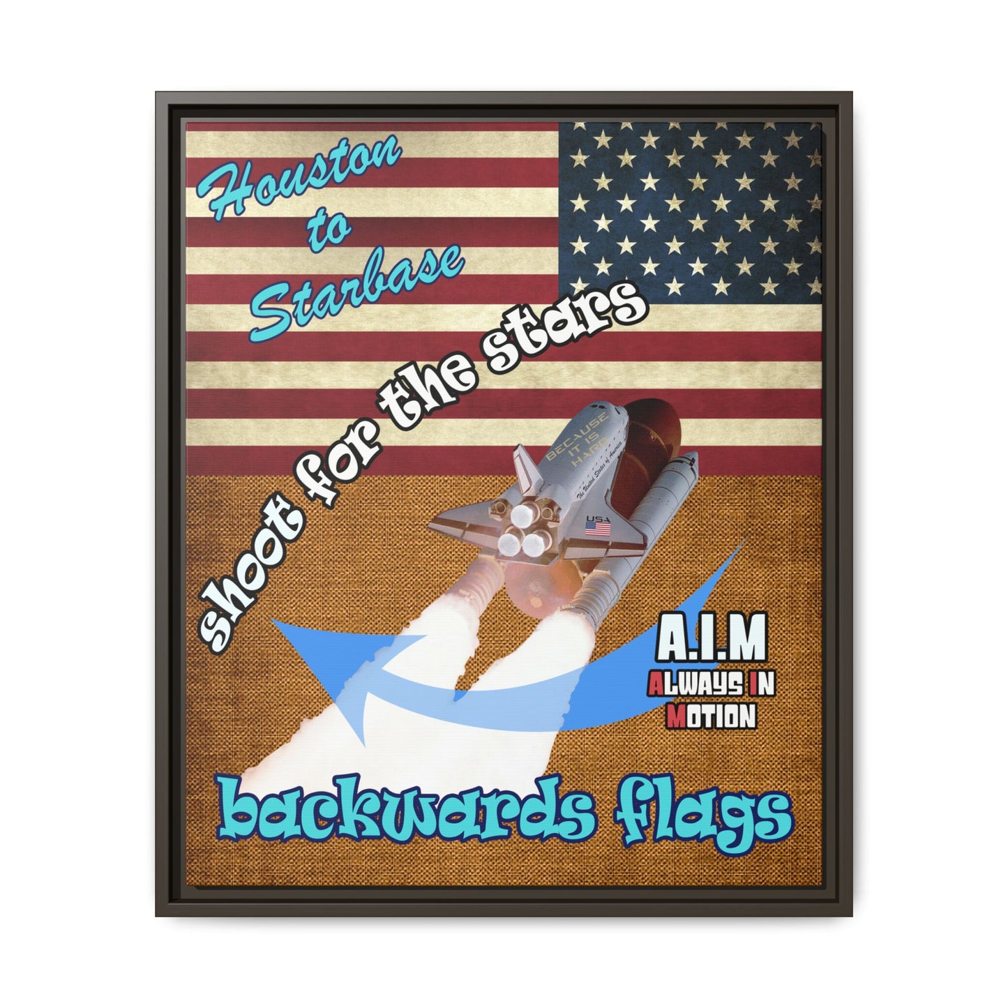 shoot for the stars - framed canvas art (brown papyrus)