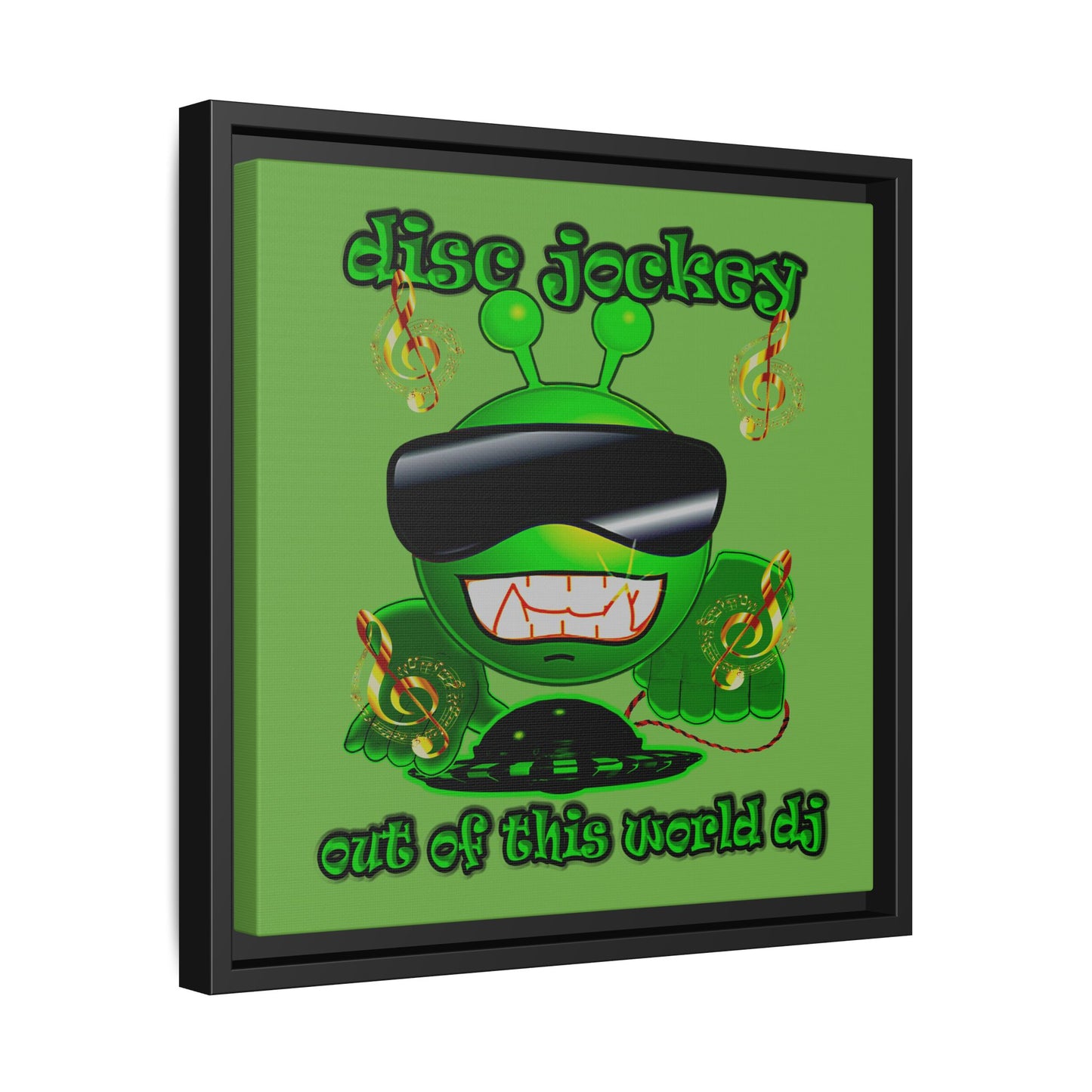 disc jockey - framed canvas art (green)