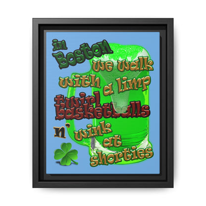 celtics logo - framed canvas art (light blue)