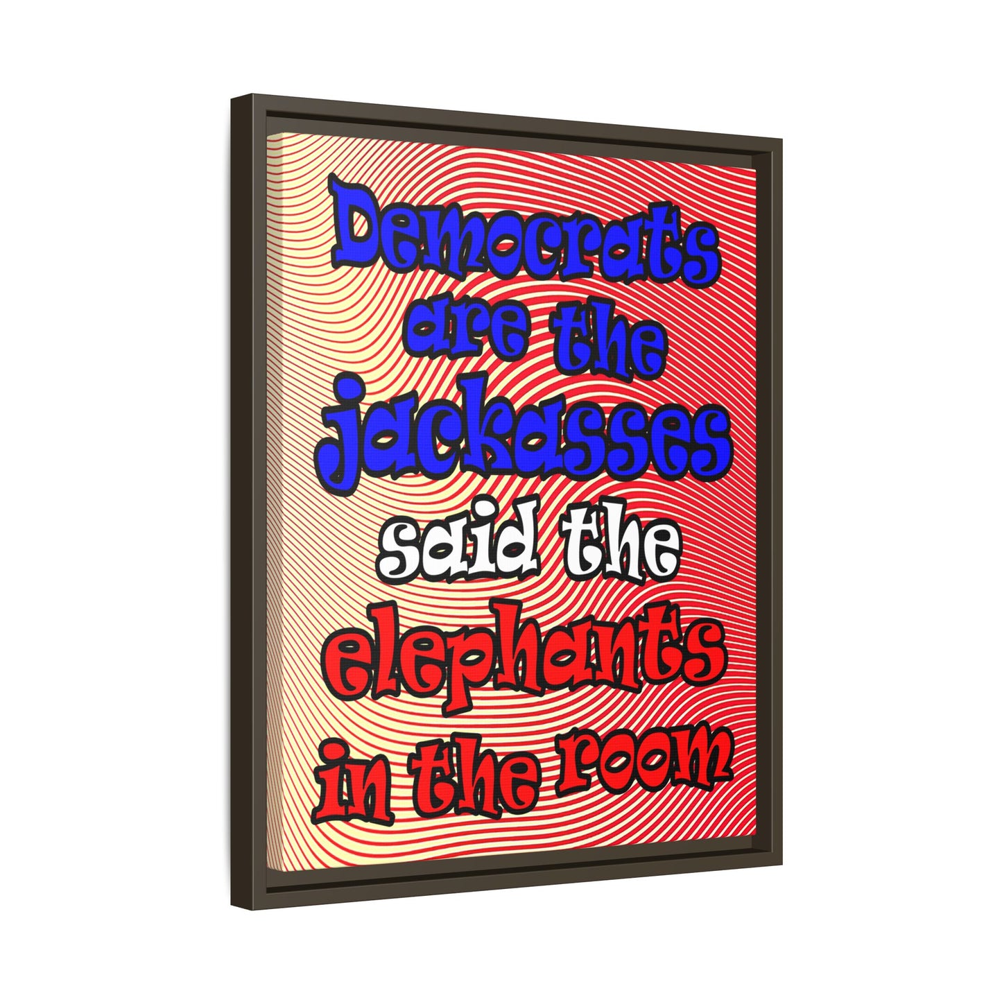 donkeys and elephants - framed canvas art (yellow-orange wave)