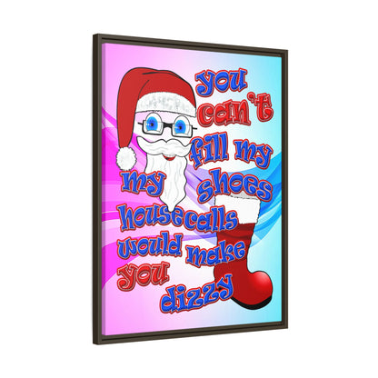 santa's shoes - framed canvas art (light blue-pink wave)