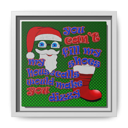 santa's shoes - framed canvas art (logo green)