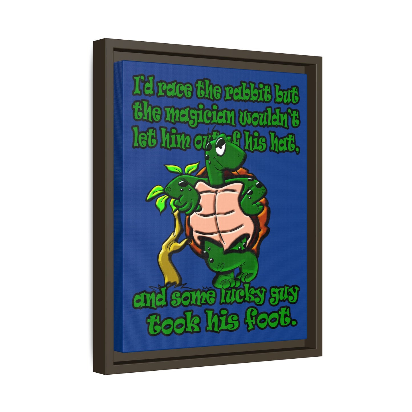 turtle race - framed canvas art (dark blue)