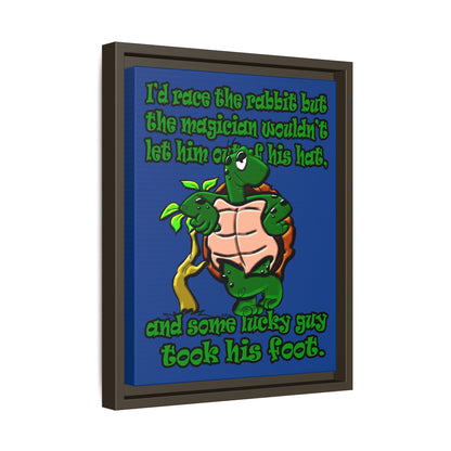 turtle race - framed canvas art (dark blue)