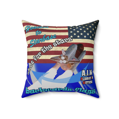 shoot for the stars - Spun Polyester Square Pillow - (blue-white wave)