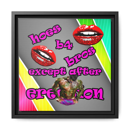 hoes b4 bros - framed canvas art (rainbow split)