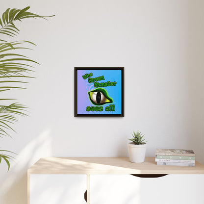 green monster - framed canvas art (light blue-purple wave)