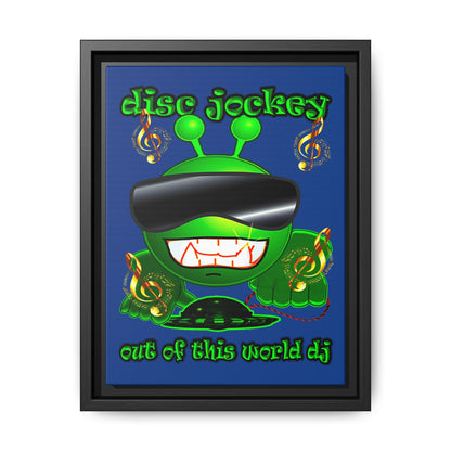 disc jockey - framed canvas art (dark blue)