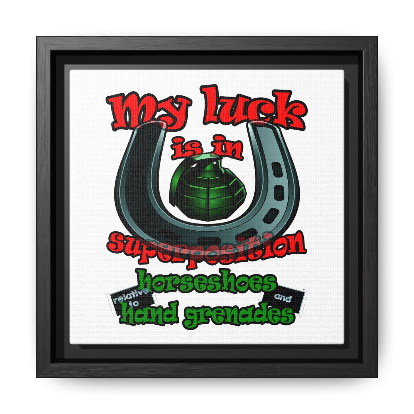 my luck - framed canvas art (white)
