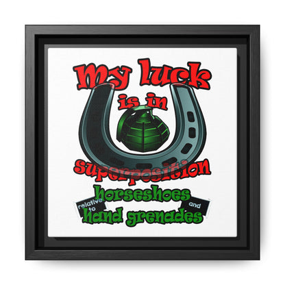 my luck - framed canvas art (white)