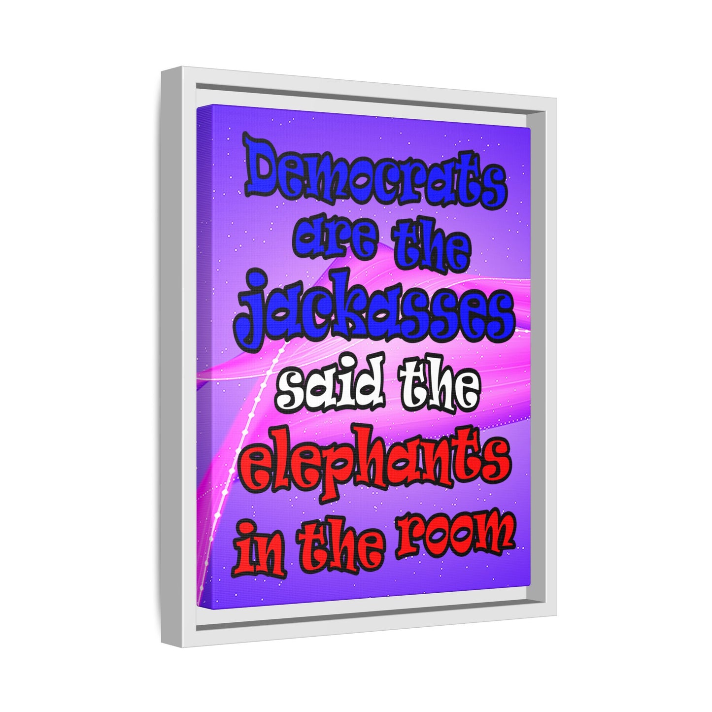 donkeys and elephants - framed canvas art (purple-pink wave)