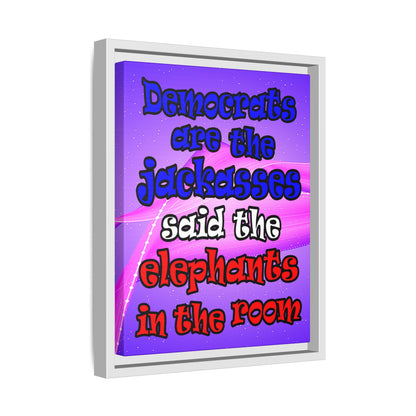 donkeys and elephants - framed canvas art (purple-pink wave)