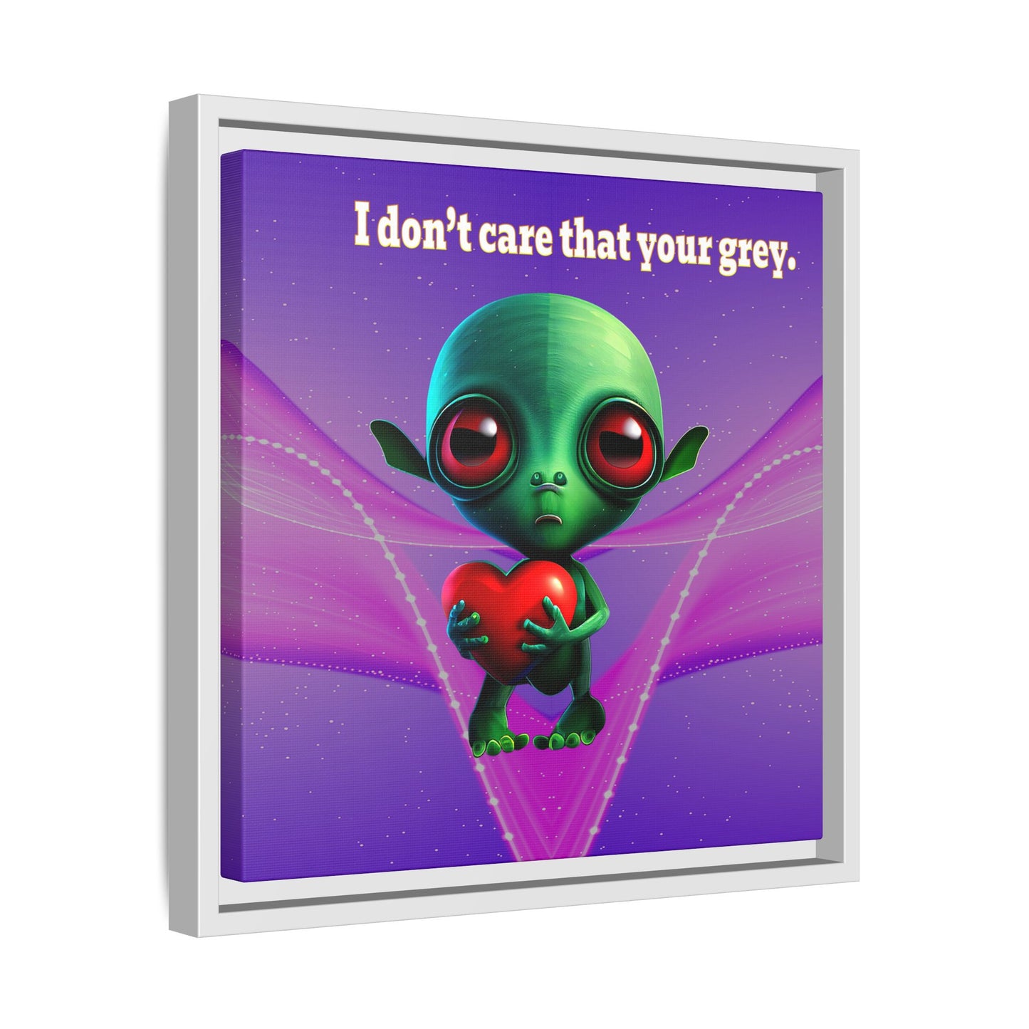 I don't care that your grey - framed canvas art (purple-pink wave)