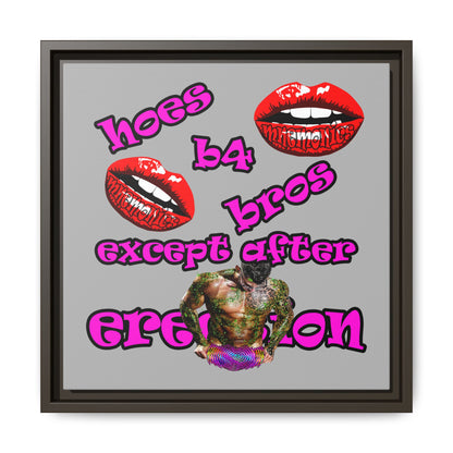 hoes b4 bros - framed canvas art (light grey)