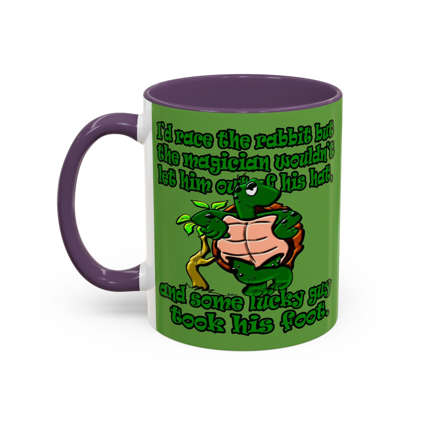 turtle race - Accent Mug (green)