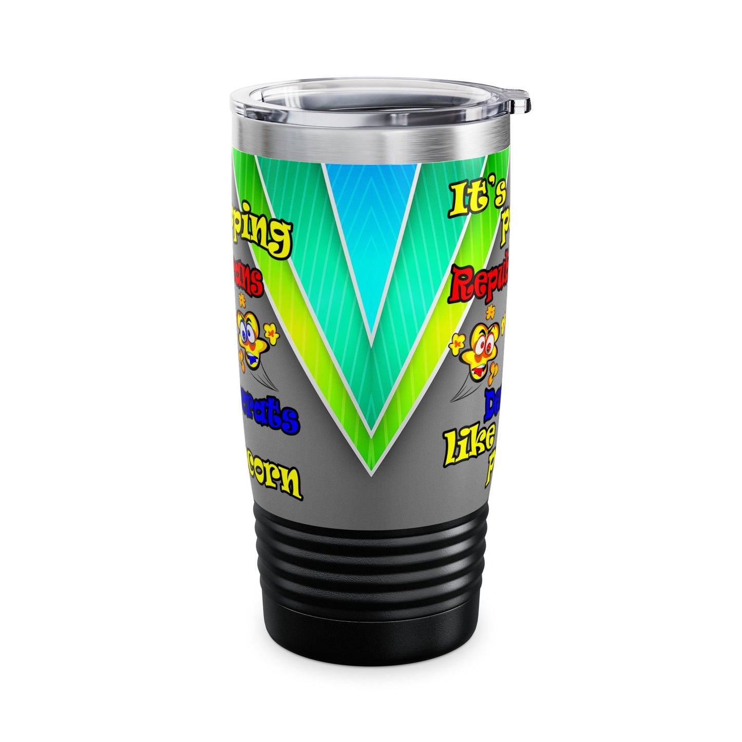popping like popcorn - Ringneck Tumbler, 20oz (rainbow split)
