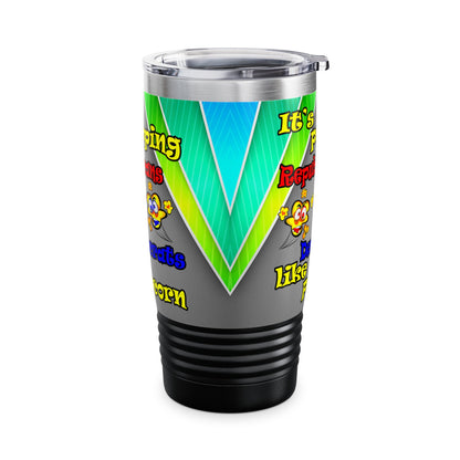 popping like popcorn - Ringneck Tumbler, 20oz (rainbow split)