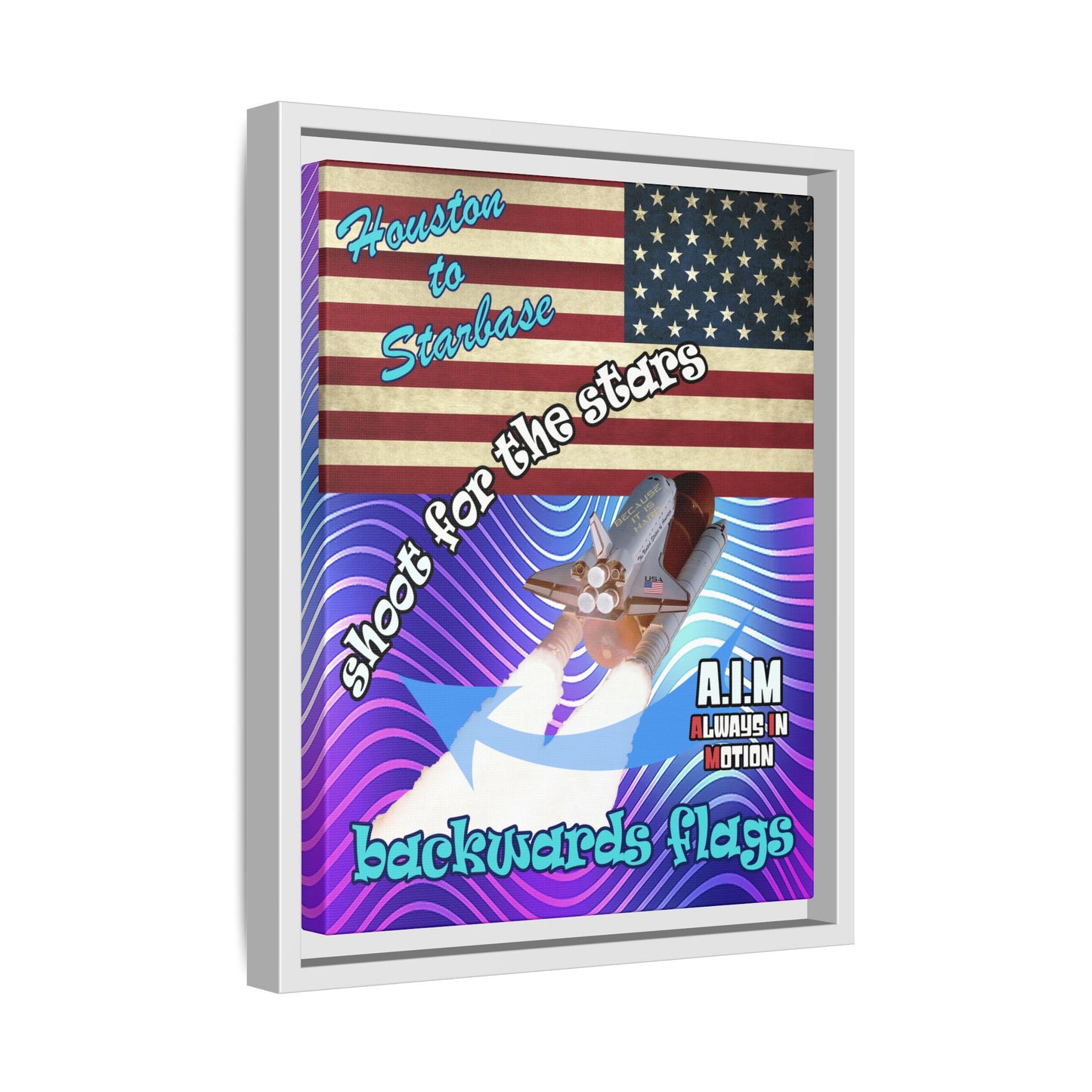 shoot for the stars - framed canvas art (purple wave)